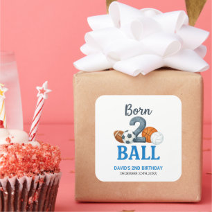 Born To Ball Sports Second Birthday Square Sticker