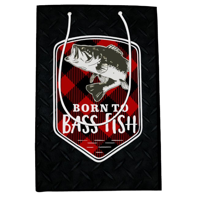 Born to Bass Fish Men's Baby Shower Fishing Medium Gift Bag (Front)