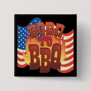 Born to BBQ 15 Cm Square Badge