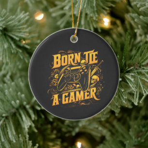 Born To Be A Gamer Skull Controller Art Ceramic Tree Decoration