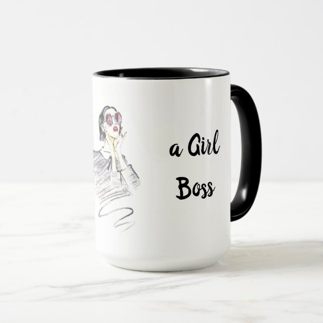 Born to Be a Girl Boss Ringer 15oz Mug (Front Right)