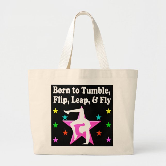 BORN TO BE A GYMNASTICS CHAMPION LARGE TOTE BAG (Front)