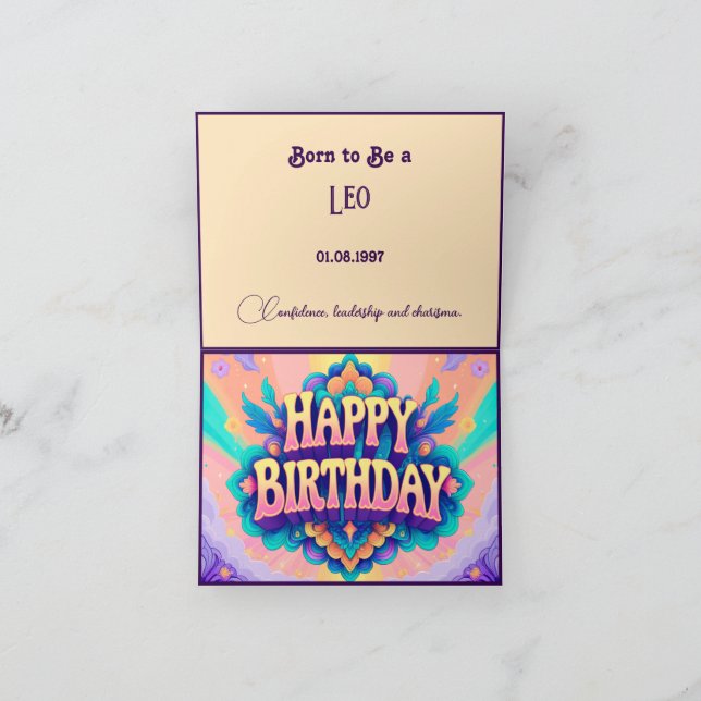 Born to be a Leo for birthday  Card (Inside)