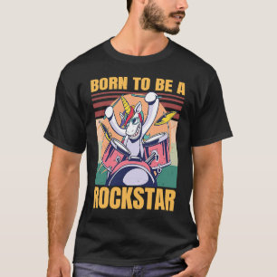 Born To Be A Rockstar  Unicorn Music  Retro Vintag T-Shirt