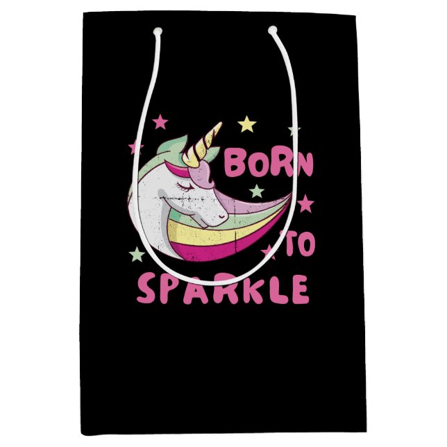 Born to Be a Unicorn Magical Sparkle Medium Gift Bag (Front)