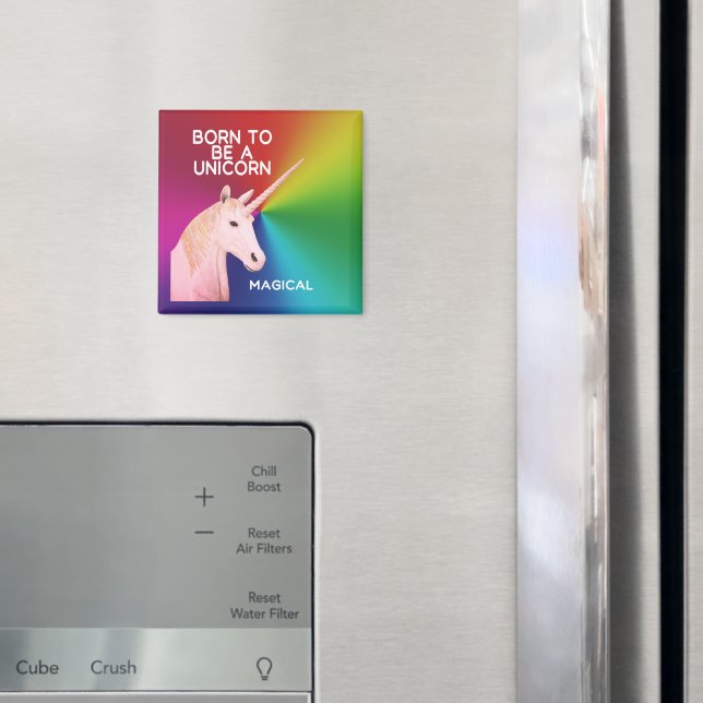 Born to Be a Unicorn Statue Head Magical Rainbow Magnet (In Situ (Fridge))