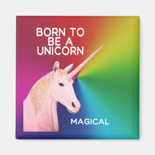 Born to Be a Unicorn Statue Head Magical Rainbow Magnet