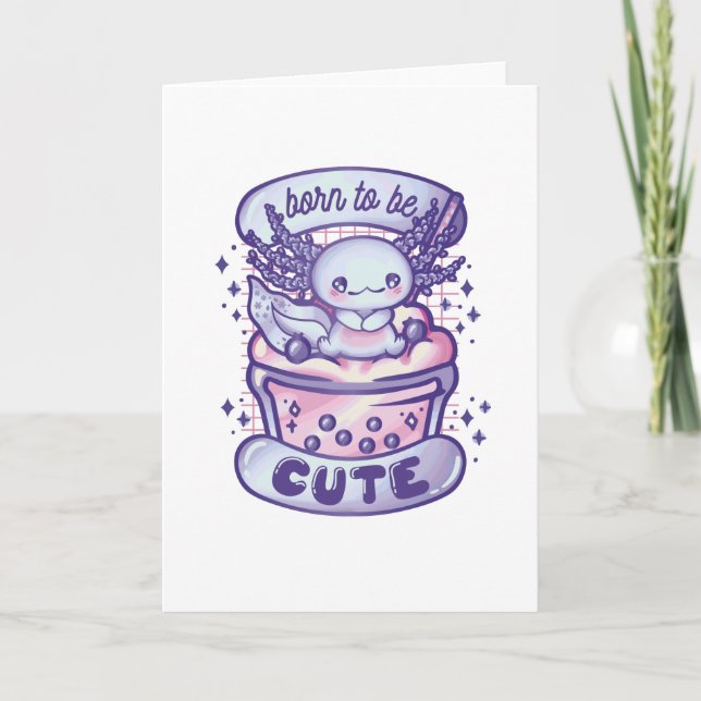 Born to be cute Purple Axolotl Card (Front)