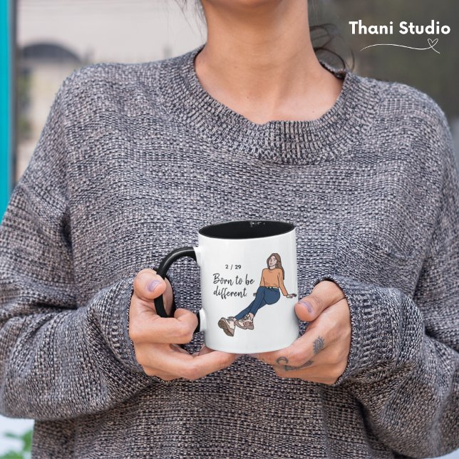 Born to be different Leap Year Cute Girl 2/29 Mug (Creator Uploaded)