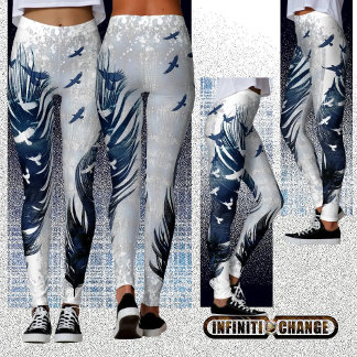 BORN TO BE FREE | Grunge Denim Textured Eagles Leggings