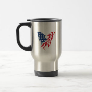 Born to Be Free Patriotic Eagle   Travel Mug