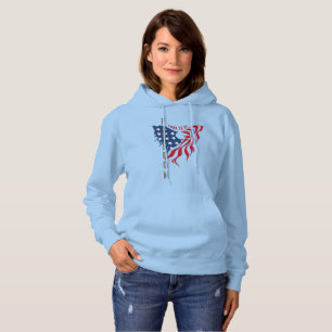 Born to Be Free Patriotic Eagle   Women's Hoodie
