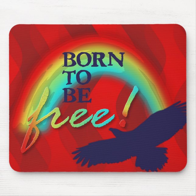 Born To Be FREE | red waves Mouse Mat (Front)