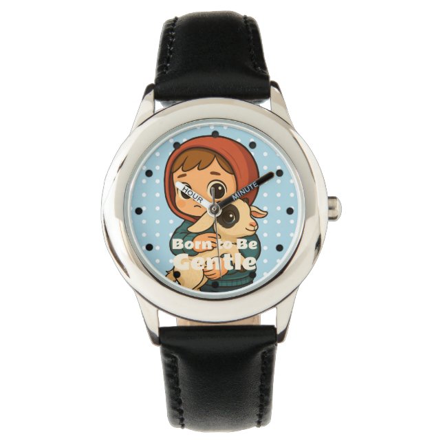Born to Be Gentle with Polka Dots kids Watch (Front)