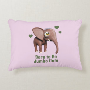 Born to Be Jumbo Cute Baby Elephant Custom Decorative Cushion