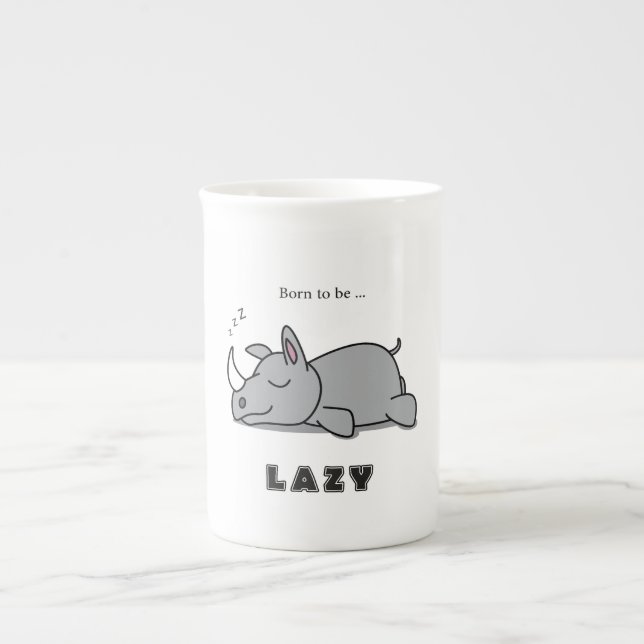 Born to be lazy bone china mug (Front)