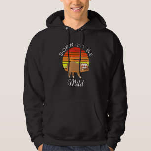 Born To Be Mild Retro Sunset Sloth Pun Hoodie