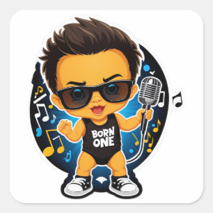 Born to Be One – Rockstar Baby's Big Debut Square Sticker