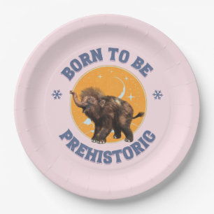 Born to Be Prehistoric Woolly Mammoth Baby Paper Plate