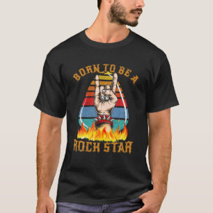Born To Be Rock Star Hand Horns Vintage Retro Rock T-Shirt