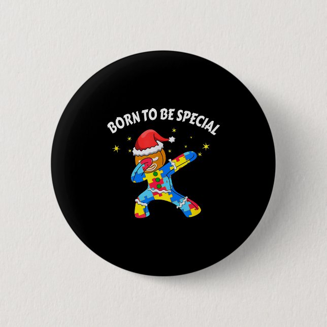 Born To Be Special Dabbing Gingerbread Man Christm 6 Cm Round Badge (Front)