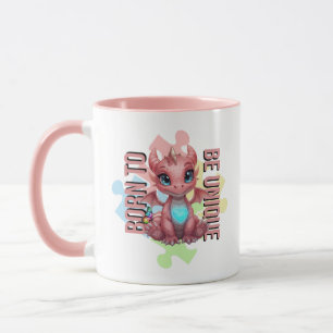 Born to Be Unique Cute Pink Dragon– Inspirational Mug
