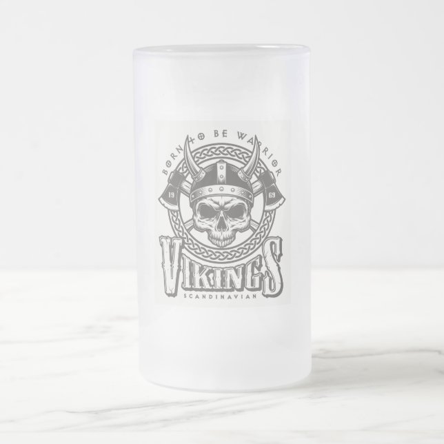Born to be Warrior Frosted Glass Beer Mug (Center)