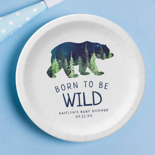 Born To Be Wild Baby Shower Paper Plate