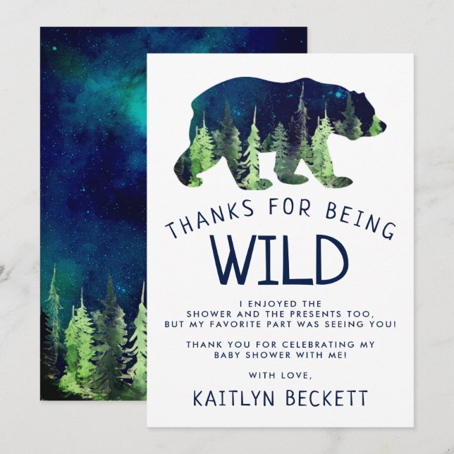 Born To Be Wild Baby Shower Thank You Card (Front/Back)