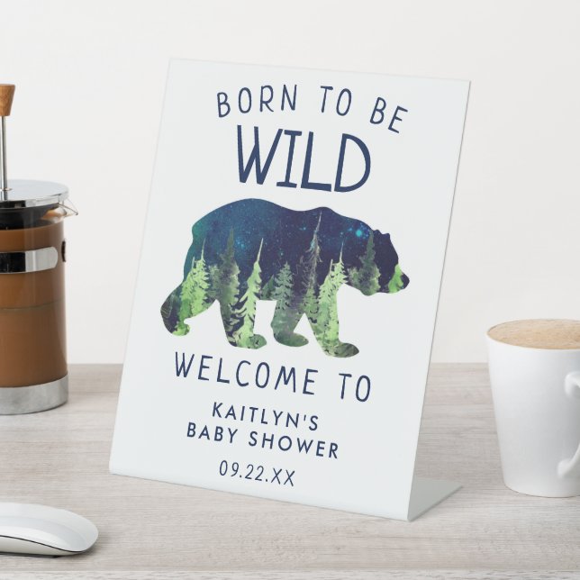 Born To Be Wild Baby Shower Welcome Pedestal Sign (In SItu)