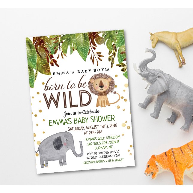 Born to Be Wild Jungle Baby Shower Invitation (Creator Uploaded)