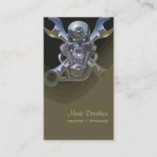 Born to be wild, Motorcycle wrench + skull Business Card