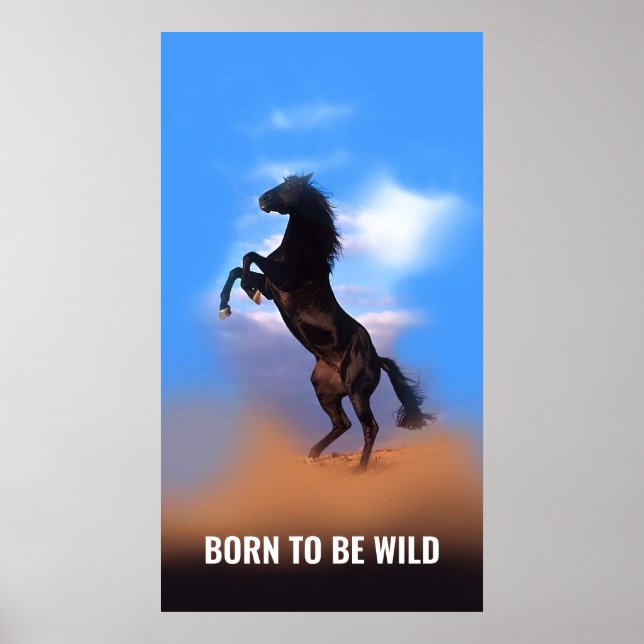 Born To Be Wild Running Horse Inspirational Quote Poster (Front)