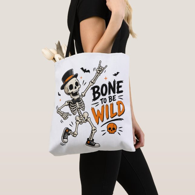 Born to be Wild Skeleton Tote Bag (Close Up)