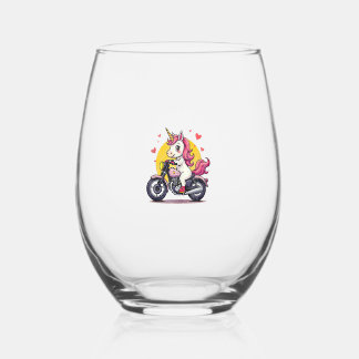 Born To Bike Unicorn I Motorcycle Fan Biker Fun Ta Stemless Wine Glass