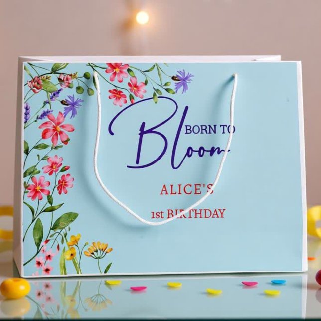 Born to bloom wild flowers kids birthday large gift bag (Creator Uploaded)