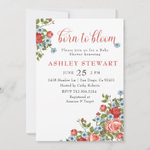 Born to bloom Wildflower Baby Shower Invitation
