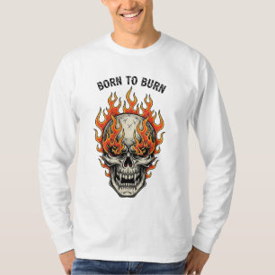 Born to Burn – Flaming Skull Graphic T-Shirt