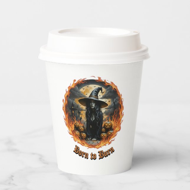 Born to Burn Witch & Jack Spooky Paper Cups (Front)