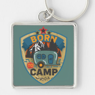 Born to Camp Word Art Large   Key Ring