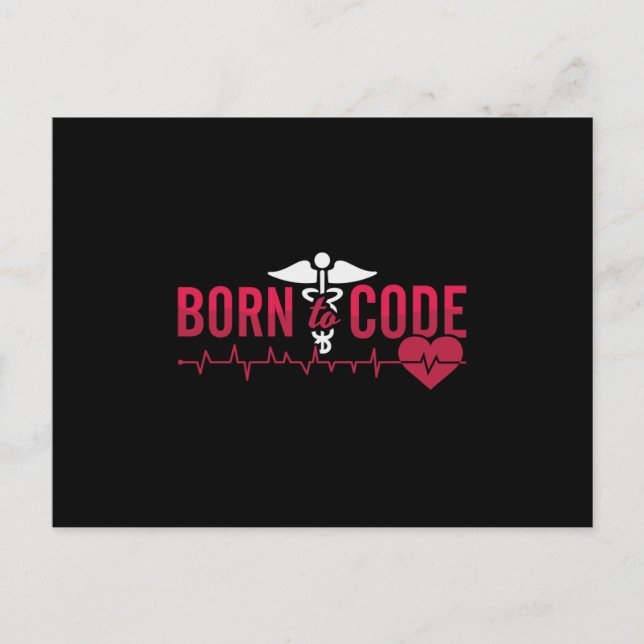 Born To Code Medical Coder ICD Coding Programmer Postcard (Front)