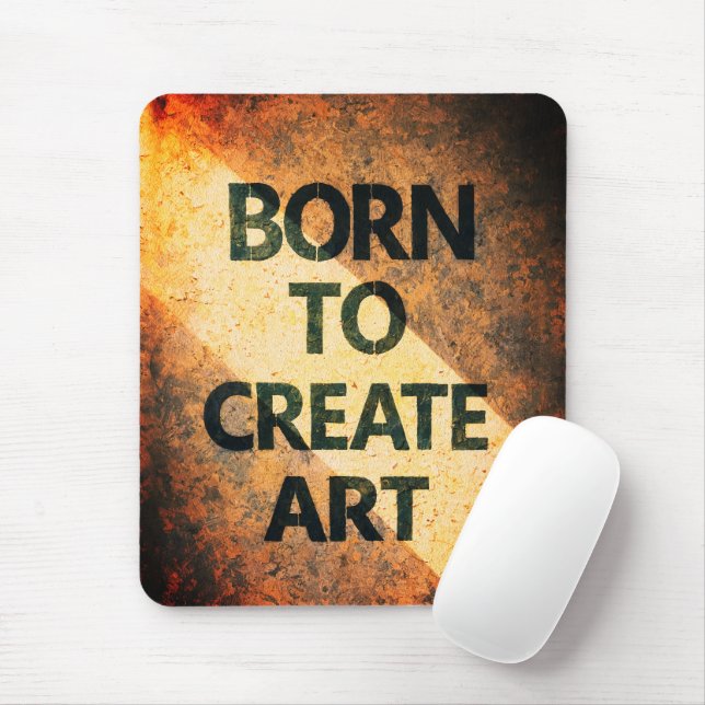 Born to Create Art Motivational Quote Textured Wal Mouse Mat (With Mouse)