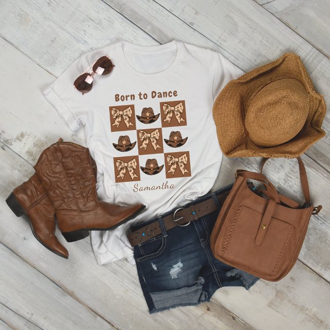 Born to Dance Block Style Hats Bows T-Shirt (Creator Uploaded)