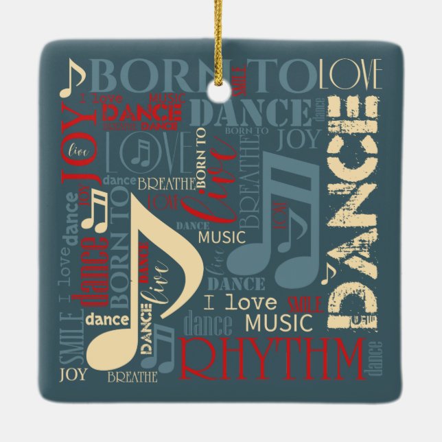 Born to Dance Blue/Red/Gold ID277 Ceramic Ornament (Back)