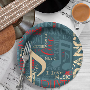 Born to Dance Blue/Red/Gold ID277 Paper Plate