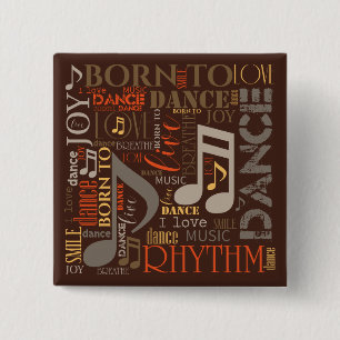 Born to Dance Brown ID277 15 Cm Square Badge