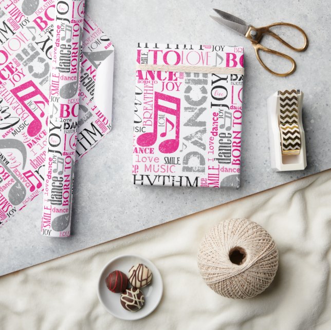 Born to Dance Pink/Black ID277 Wrapping Paper (Crafts)