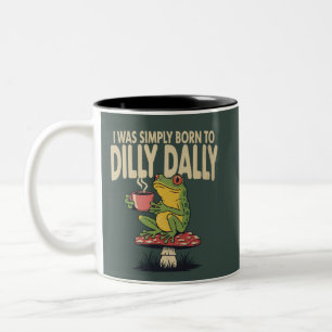 Born to Dilly Dally Vintage Frog Funny Retro  Two-Tone Coffee Mug