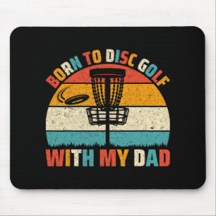Born To Disc Golf With My Dad -retro Disc Golf Pla Mouse Mat