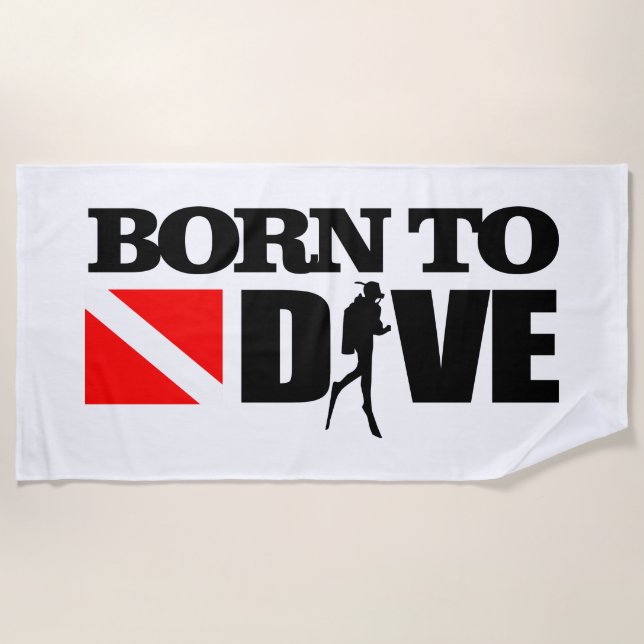 Born To Dive (DF) Beach Towel (Front)